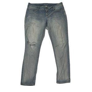 MAURICES Jeans Women's Straight Leg 5- Pocket Distressed Denim Blue XL